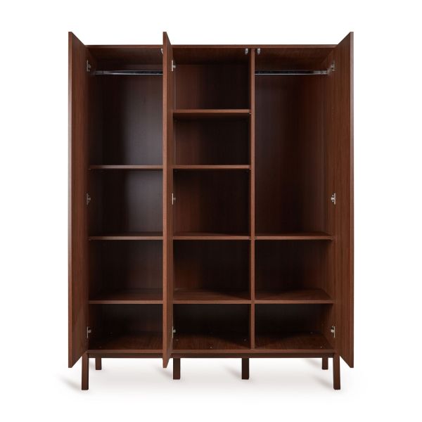 Chambre trio Lit bébé 60x120 cm Ashi Chataignier+Commode 3 tiroirs avec plan à langer+Armoire 3 portes