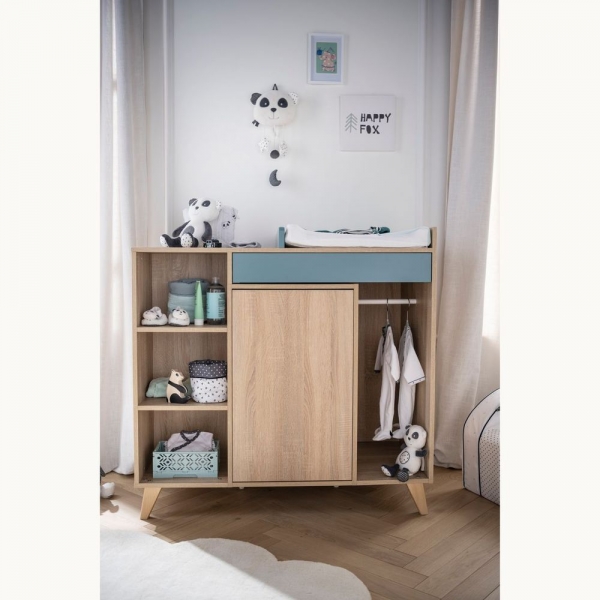 Chambre Trio Lit 60x120 cm + Armoire + Commode NOVA Argile douce