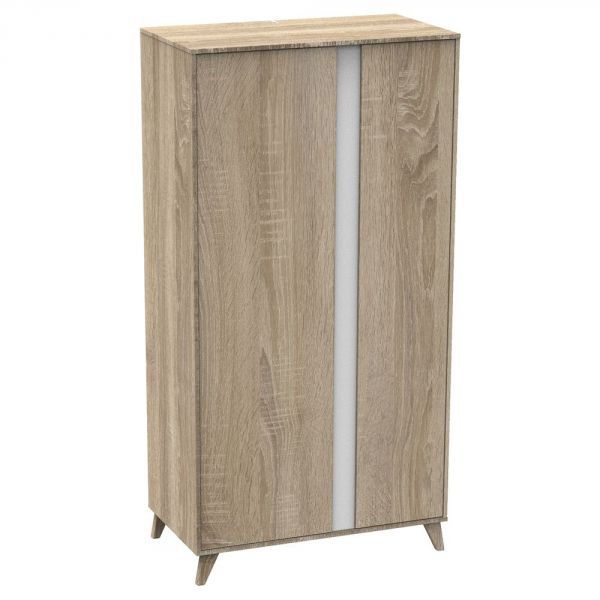 Chambre Trio Lit 60x120 cm + Armoire + Commode NOVA Blanc lin