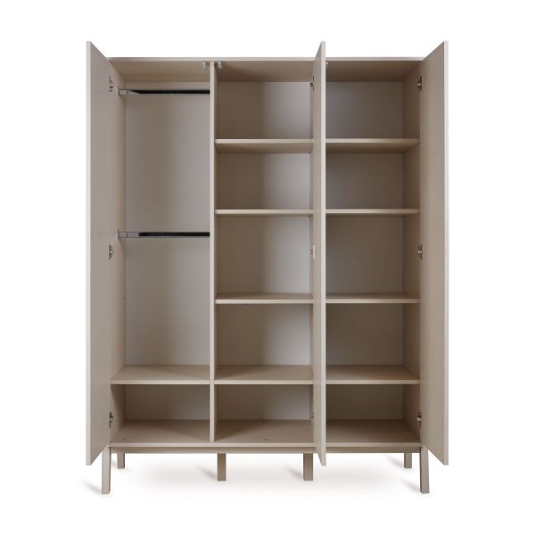 Chambre trio Lit bébé 70x140 cm Ashi Argile + Commode 3 tiroirs avec plan à langer + Armoire 3 portes