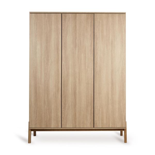 Chambre trio lit bébé 70x140 cm + commode avec plan à langer + armoire XL Ashi Honey Ash
