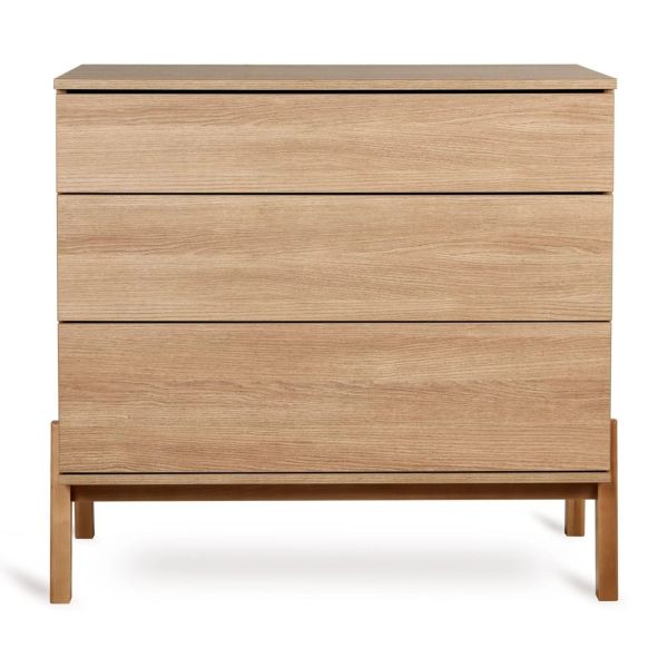 Chambre trio lit bébé 70x140 cm + commode avec plan à langer + armoire XL Ashi Honey Ash