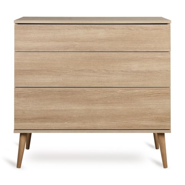 Chambre trio lit bébé 70x140 cm + commode avec plan à langer + armoire XL Flow Honey Ash