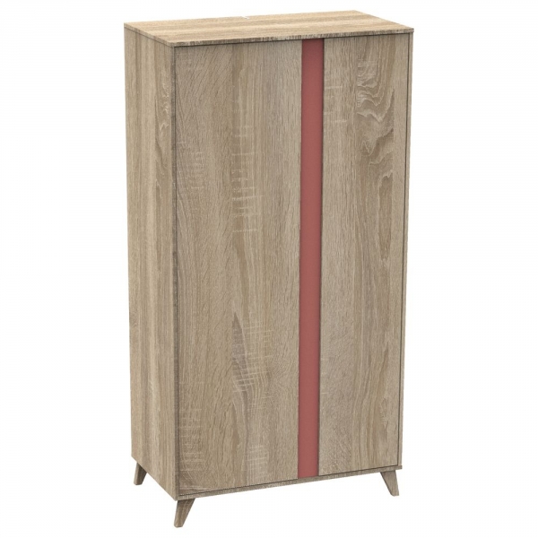 Chambre Trio Lit évolutif bébé combiné 70x140 cm en 140x190 cm + Armoire + Commode NOVA Rose canyon