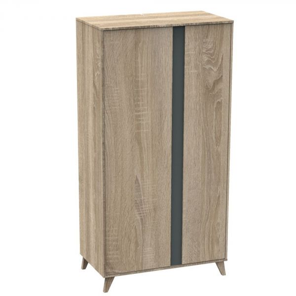 Chambre Trio Lit évolutif bébé combiné 70x140 cm en 140x200 cm + Armoire + Commode NOVA Gris volcan