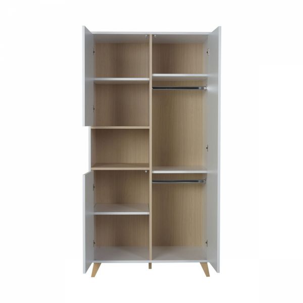 Chambre trio lit bébé 70x140 cm évolutif en lit enfant + armoire + commode avec plan à langer Loft White