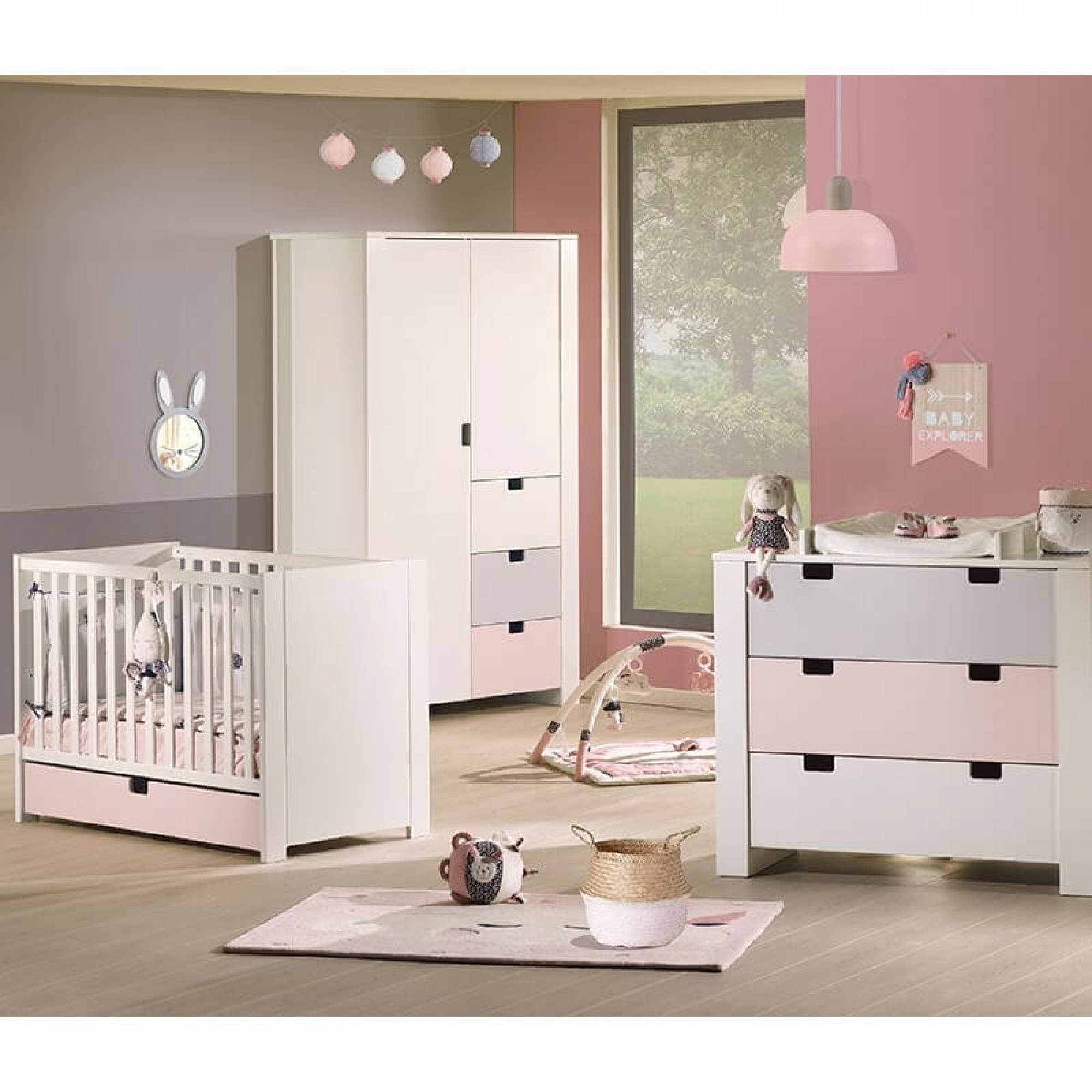 Sauthon Meubles Chambre Trio Lit Evolutif Bebe Little Big Bed 70x140 Cm Armoire Commode City Girl Made In Bebe