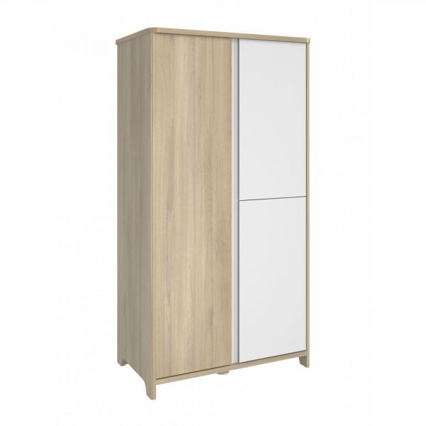 Chambre trio lit bébé évolutif 70x140 cm + commode + armoire Sacha Chêne