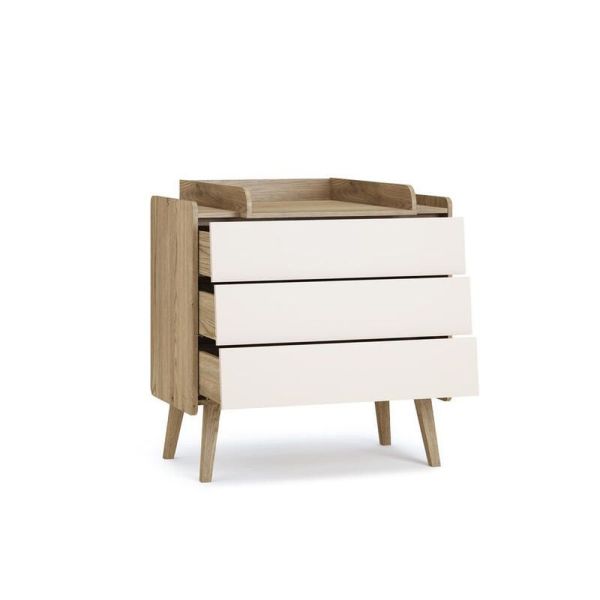 Chambre trio Vintage fresh Beige Lit 60x120 cm + Commode + Armoire 2 portes