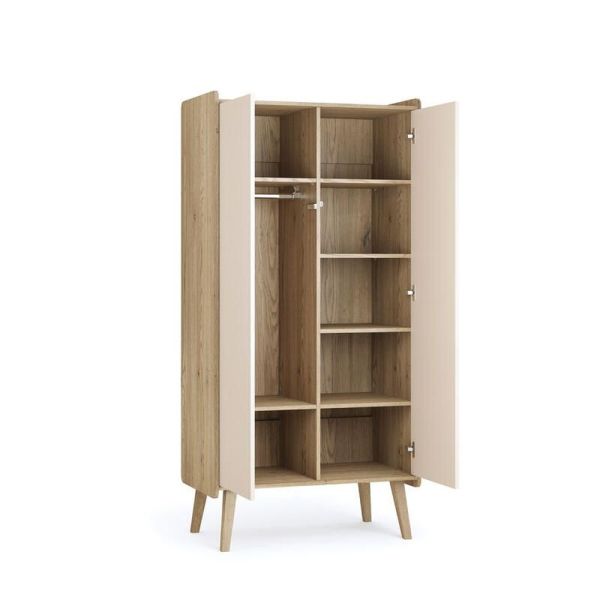 Chambre trio Vintage fresh Beige Lit 70x140 cm + Commode + Armoire 2 portes