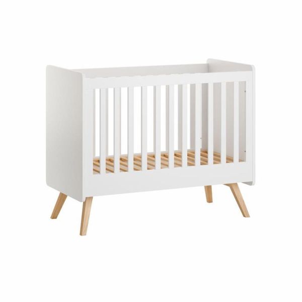 Chambre duo Lit bébé 60 x 120 cm + Armoire 2 portes Vintage blanc
