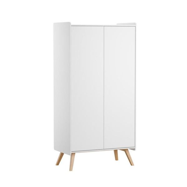 Chambre duo Lit bébé 60 x 120 cm + Armoire 2 portes Vintage blanc