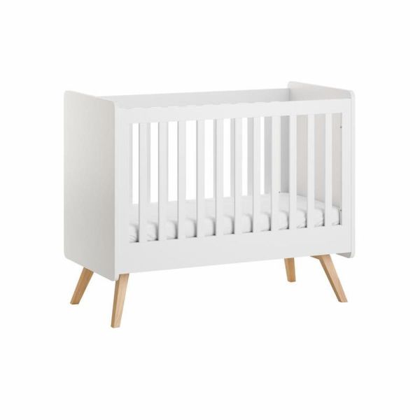 Chambre duo Lit bébé 60 x 120 cm + Armoire 2 portes Vintage blanc