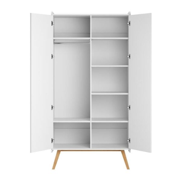 Chambre duo Lit bébé 60 x 120 cm + Armoire 2 portes Vintage blanc