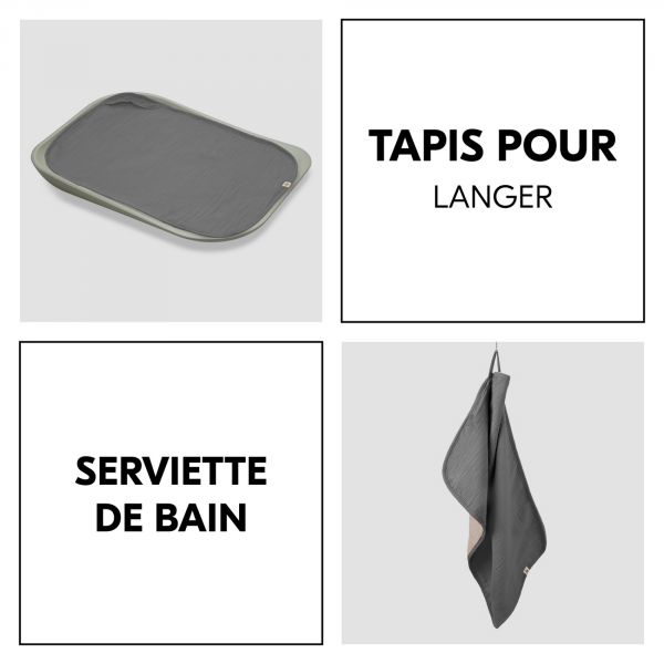 Serviette à langer pour matelas à langer Dark Grey