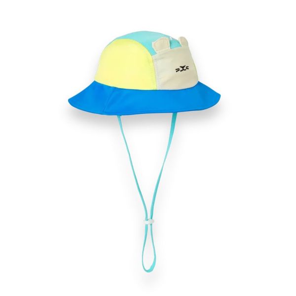 Chapeau bébé anti-UV lion vert jaune bleu UPF50+