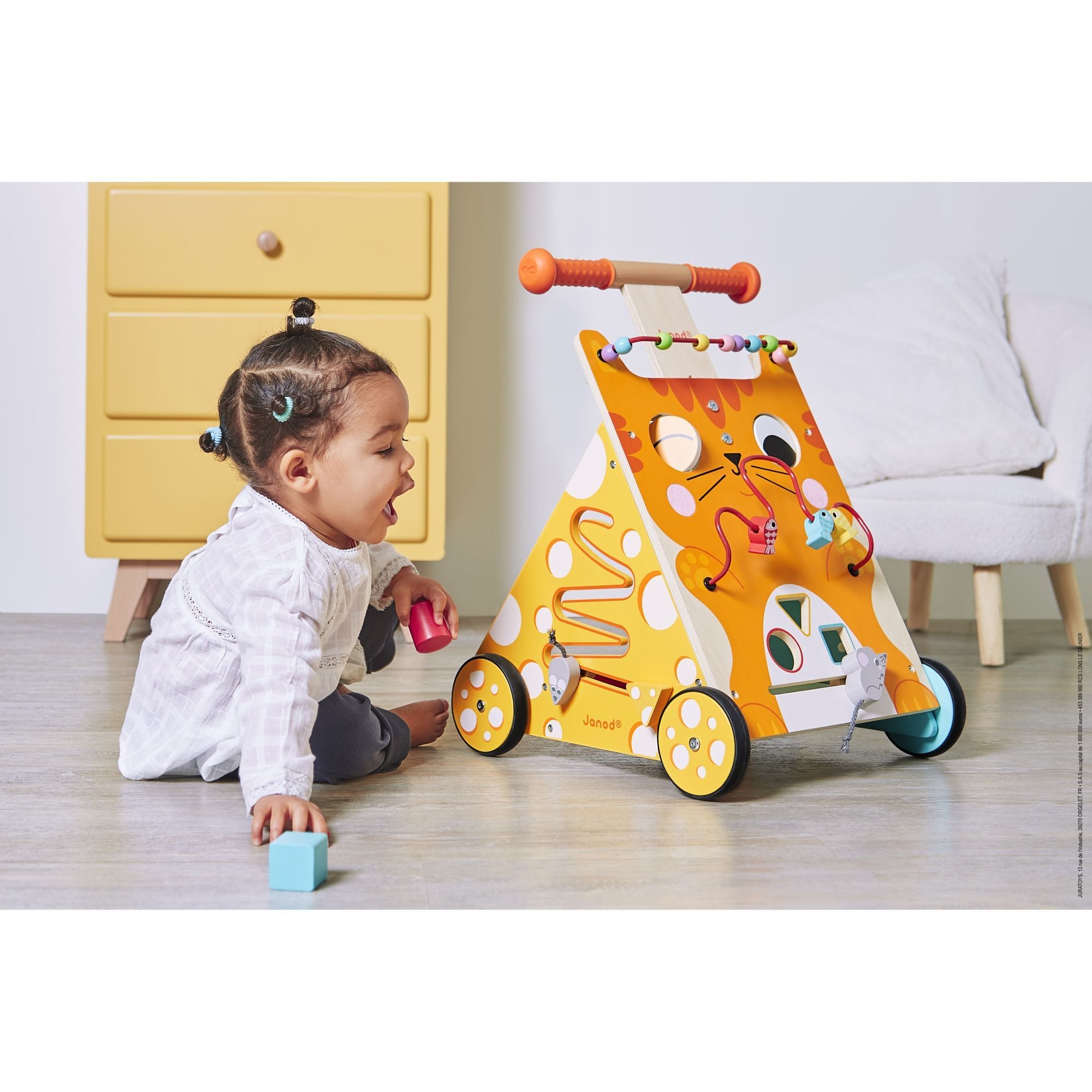 Chariot de marche en bois bébé - trotteur multi-activités | Lara