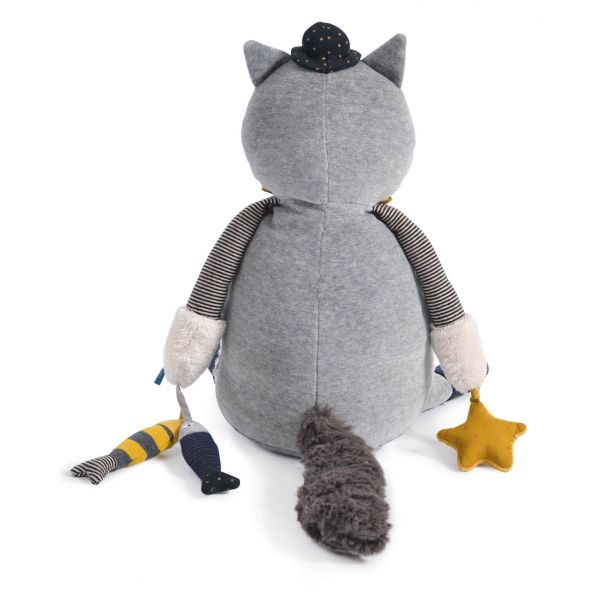 Grande peluche d'activités Les moustaches - Chat Fernand