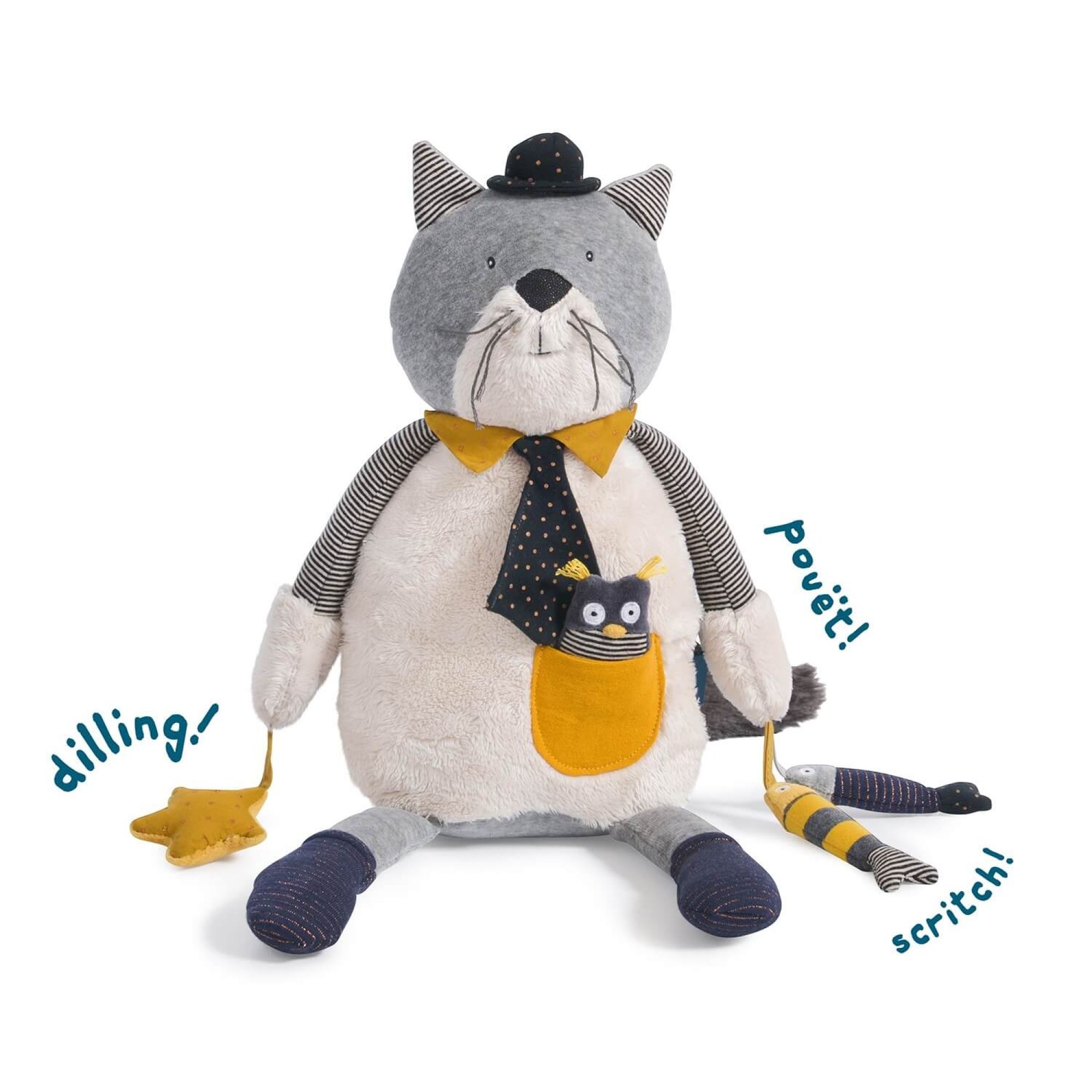 Moustache chat en peluche qui marche et aboie, jouet enfant 3+