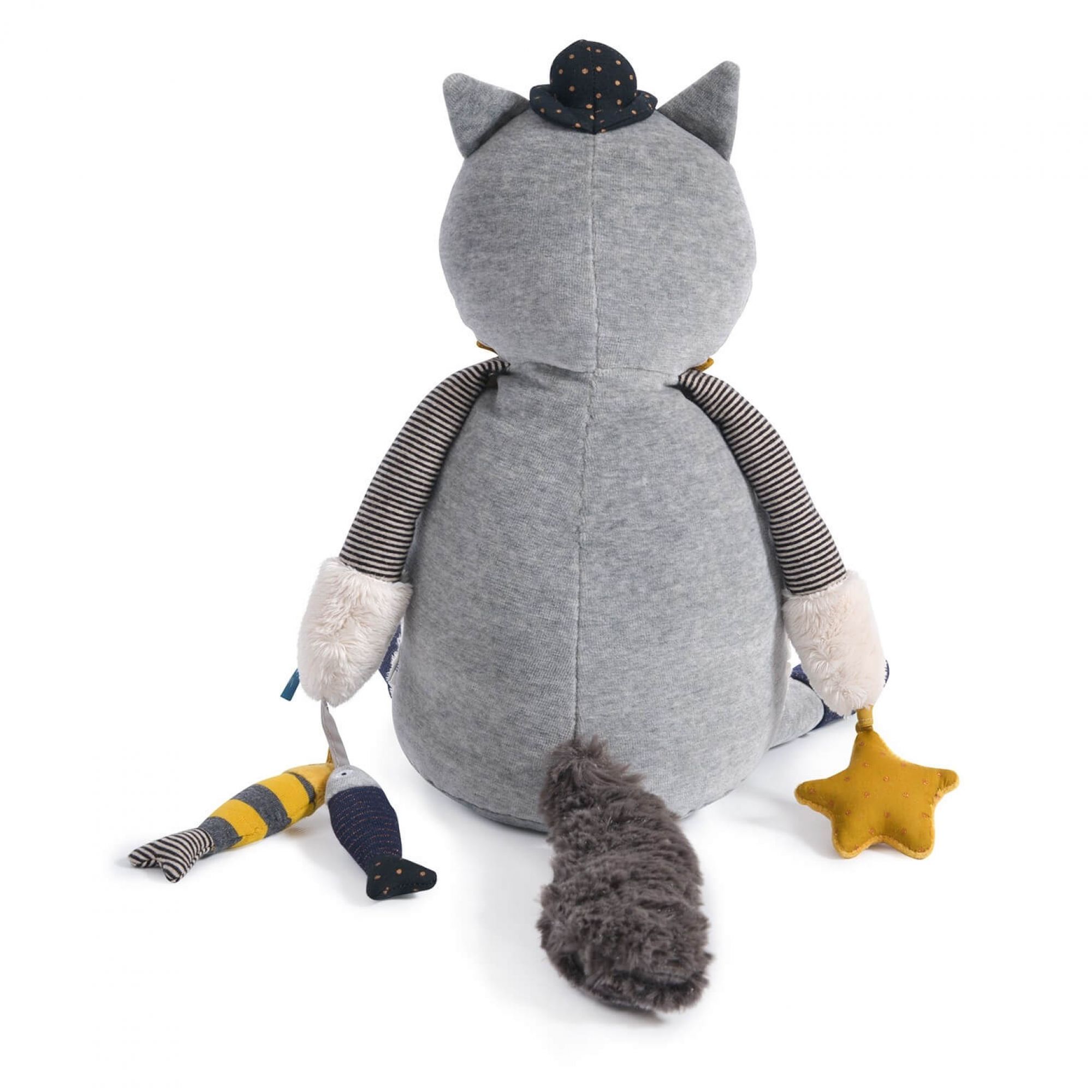 Grande Peluche d'activités chat Fernand Les moustaches - Made in Bébé