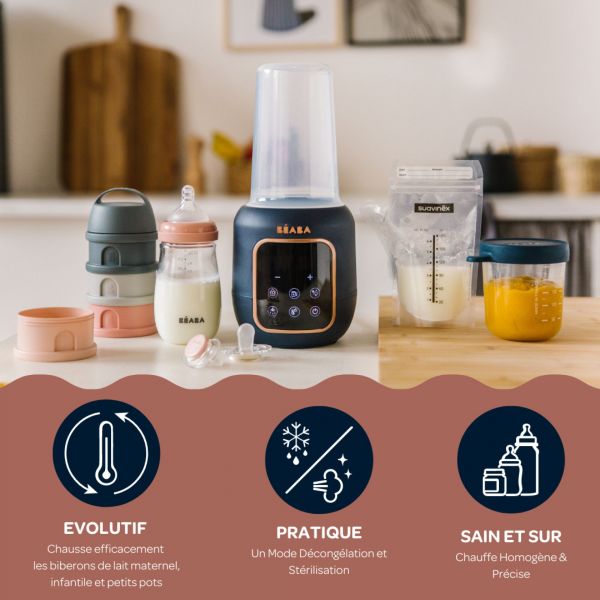 Chauffe biberon multi milk night blue + Egoutte biberons Forêt Terracotta Clay + Boîte doseuse Cotton white Terracotta
