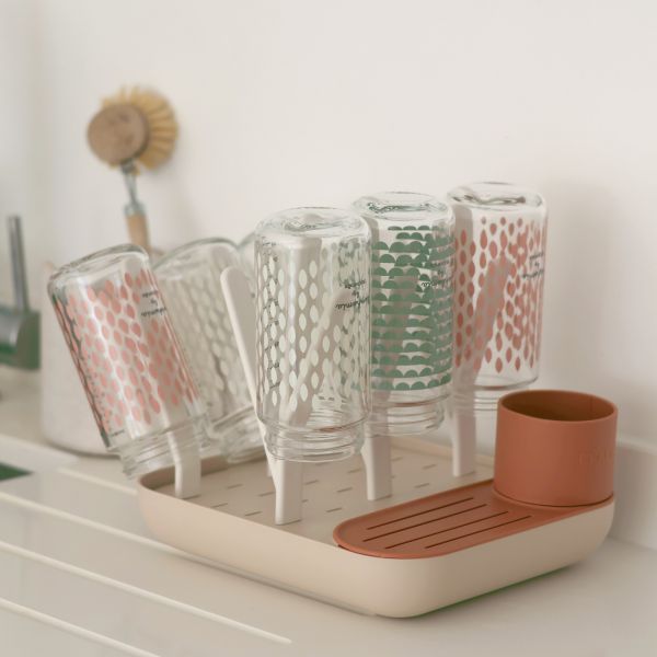 Chauffe biberon multi milk night blue + Egoutte biberons Forêt Terracotta Clay + Boîte doseuse Cotton white Terracotta