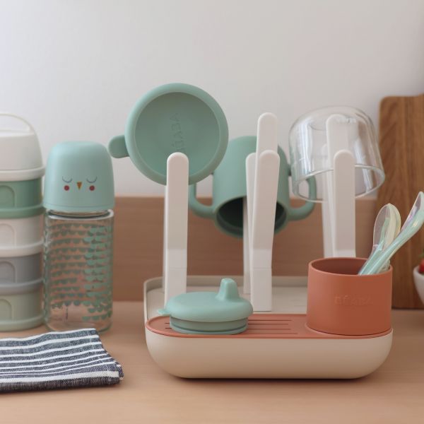 Chauffe biberon multi milk night blue + Egoutte biberons Forêt Terracotta Clay + Boîte doseuse Cotton white Terracotta