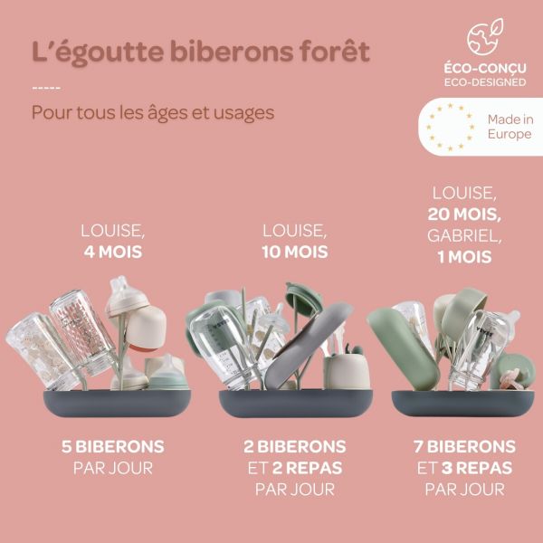 Chauffe biberon multi milk night blue + Egoutte biberons Forêt Terracotta Clay + Boîte doseuse Cotton white Terracotta