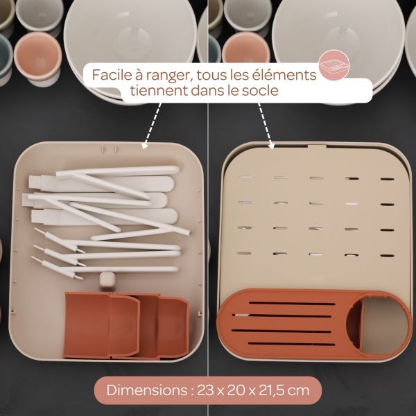 Chauffe biberon multi milk night blue + Egoutte biberons Forêt Terracotta Clay + Boîte doseuse Cotton white Terracotta
