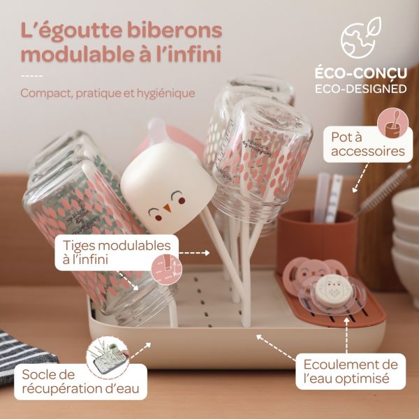 Chauffe biberon multi milk night blue + Egoutte biberons Forêt Terracotta Clay + Boîte doseuse Cotton white Terracotta