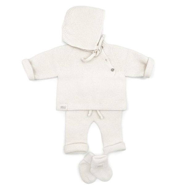 Chaussons bébé tricot Cashmere Coloris Ivoire - Taille 0 à 1 mois