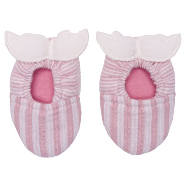 Chaussons ailes d'ange 0-6 mois rayé vieux rose