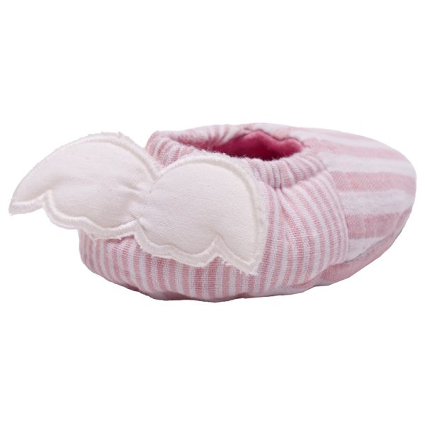 Chaussons ailes d'ange 0-6 mois rayé vieux rose