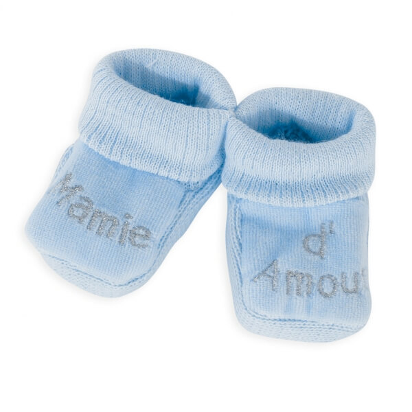 Chaussons mamie d'amour - Bleu