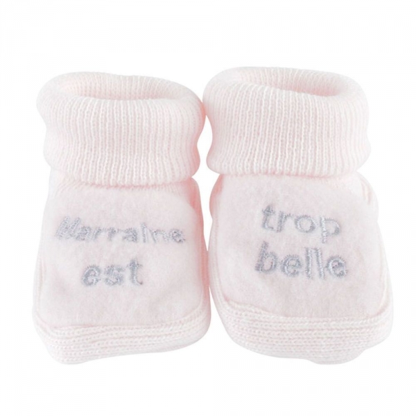 Chaussons marraine - Rose