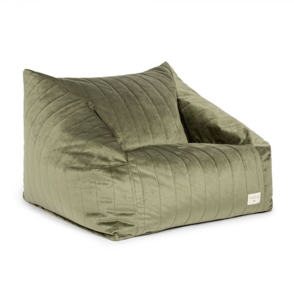 Pouf/Fauteuil enfant Chelsea Velvet Olive Green