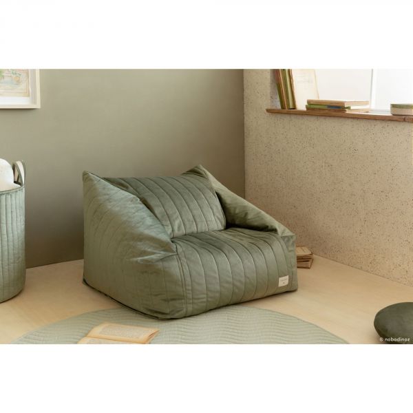 Pouf/Fauteuil enfant Chelsea Velvet Olive Green