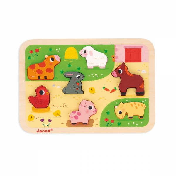 Puzzle en bois Chunky Animaux de la ferme 7 pièces