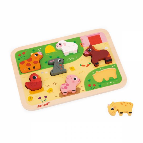 Puzzle en bois Chunky Animaux de la ferme 7 pièces