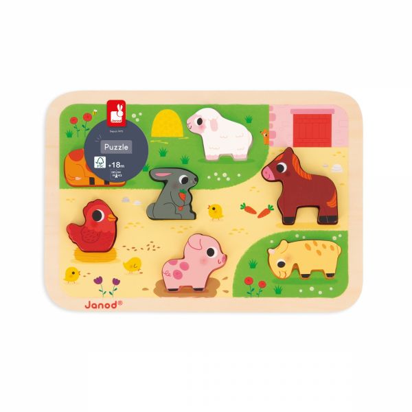 Puzzle en bois Chunky Animaux de la ferme 7 pièces