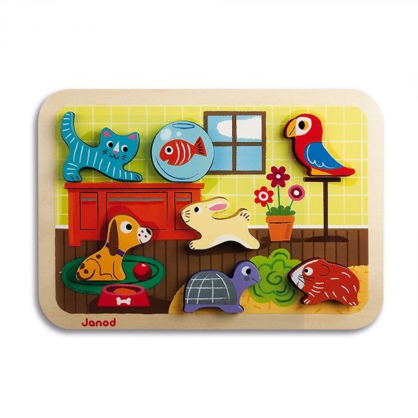 Puzzle en bois Chunky Animaux domestiques 7 pièces