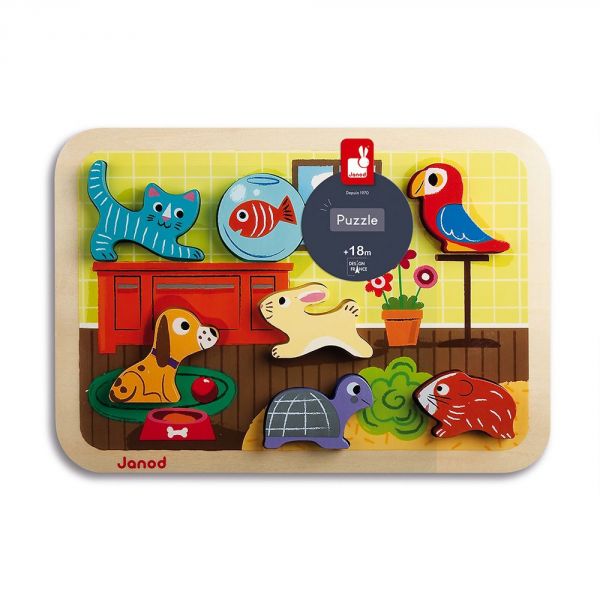 Puzzle en bois Chunky Animaux domestiques 7 pièces