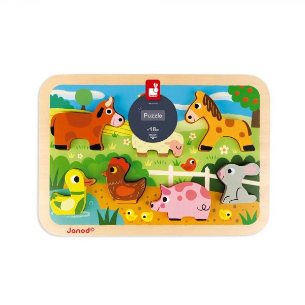Puzzle en bois Chunky Animaux de la ferme 7 pièces