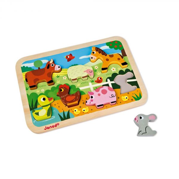 Puzzle en bois Chunky Animaux de la ferme 7 pièces