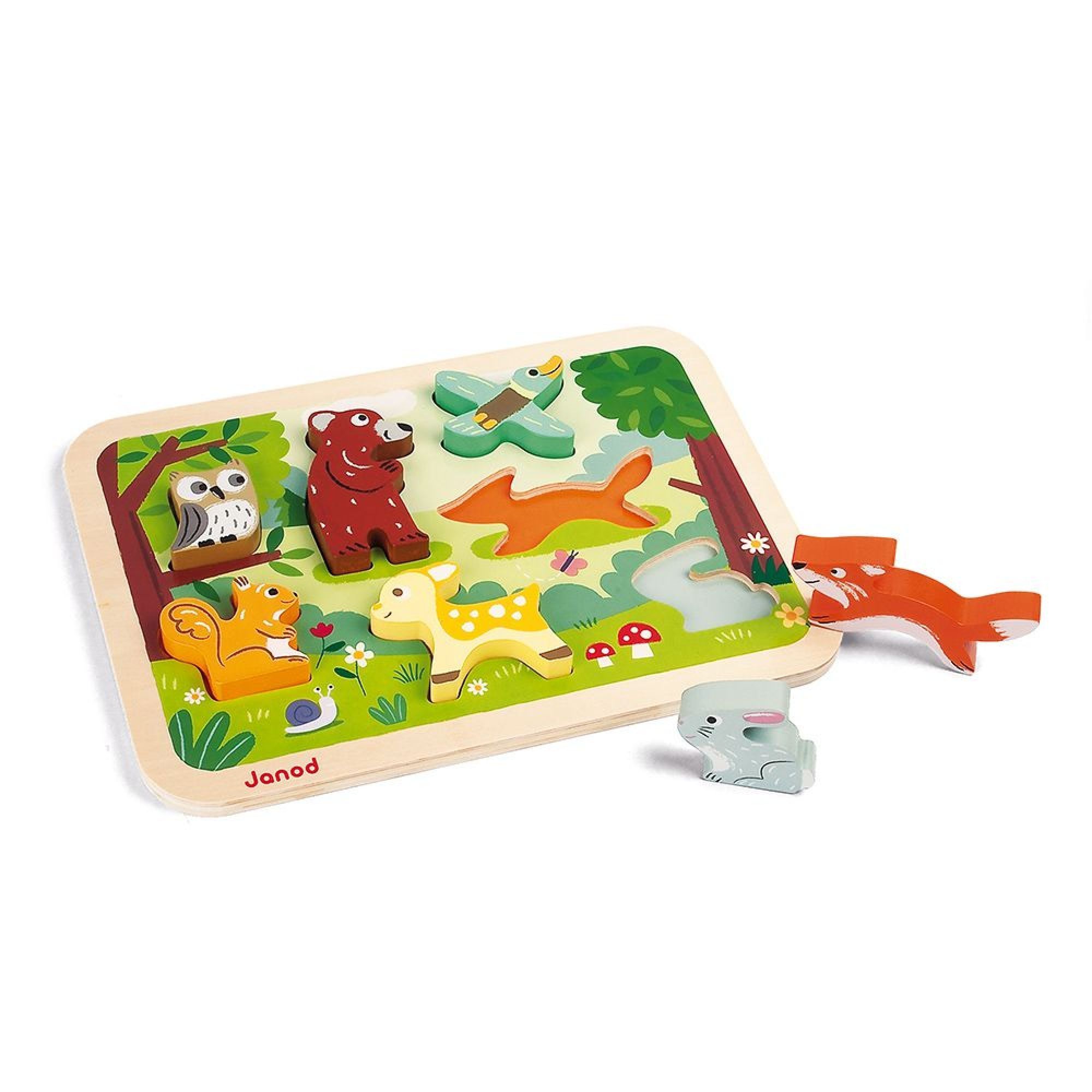 Puzzle en bois pour bébé animaux - Jeu d'éveil enfant 18 mois - Janod