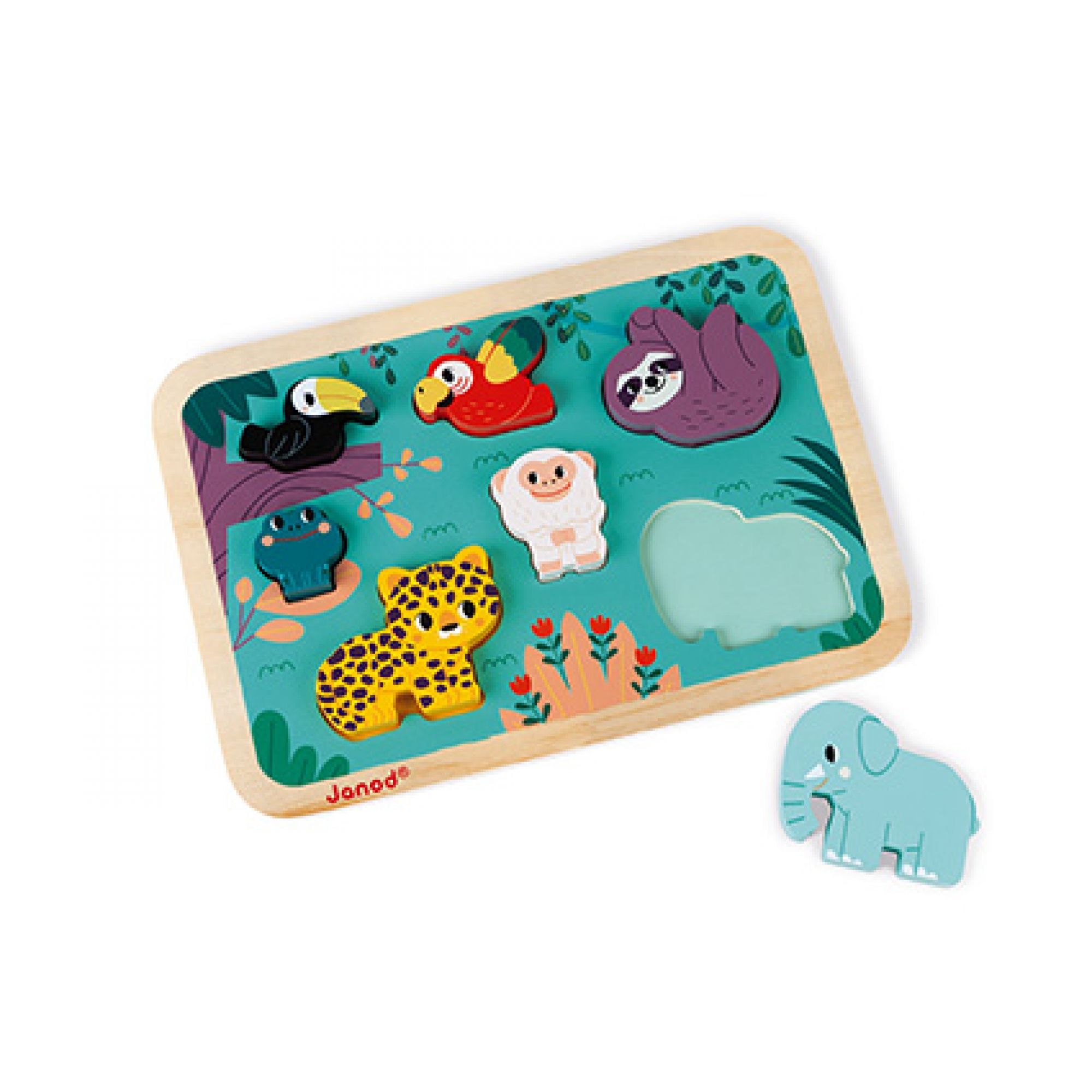 Janod Puzzle En Bois Chunky Jungle Wwf 7 Pieces Made In Bebe