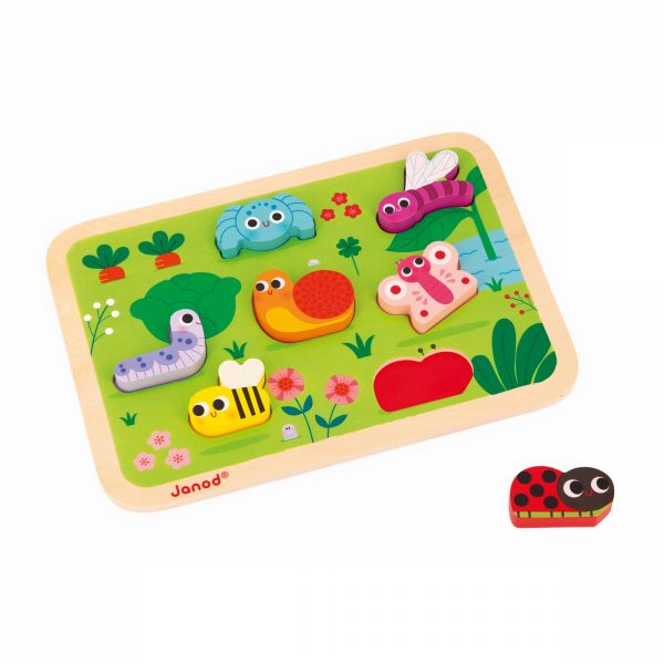 Puzzle en bois Chunky Animaux du jardin 7 pièces