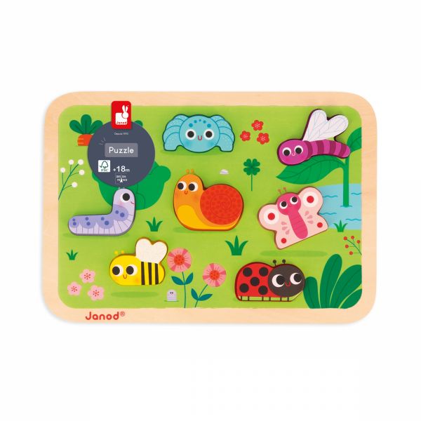 Puzzle en bois Chunky Animaux du jardin 7 pièces