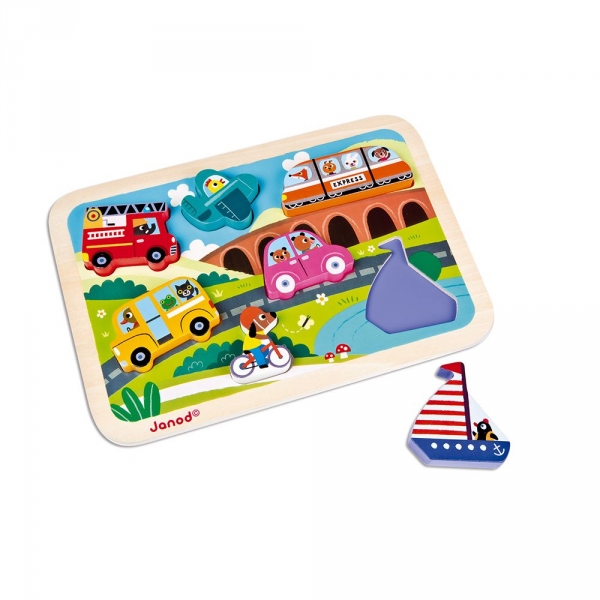 Puzzle en bois Chunky Véhicules 7 pièces