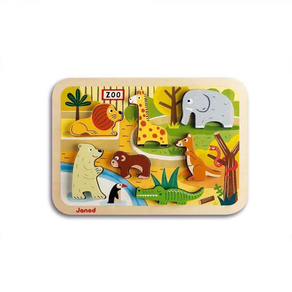 Puzzle en bois Chunky Animaux du zoo 7 pièces